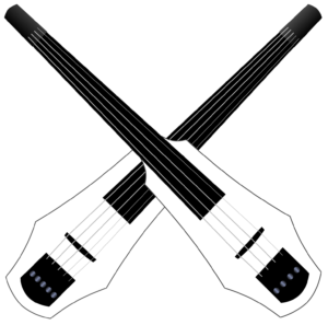 Electric violin duo; two white electric violins drawing vector png